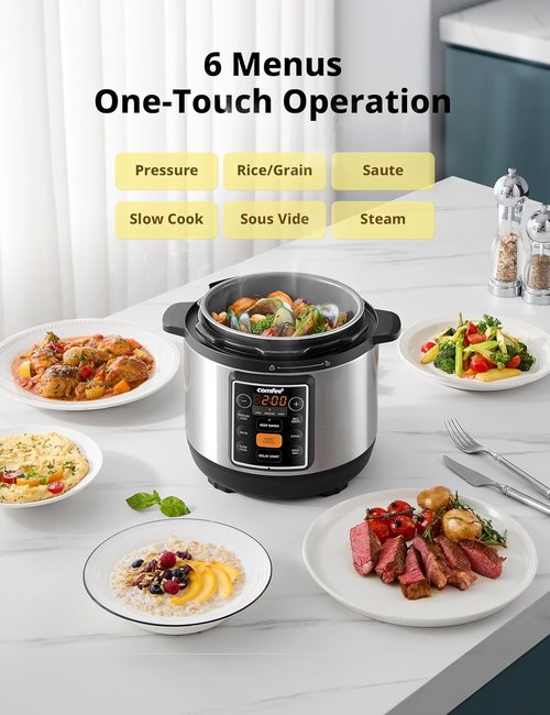 COMFEE’ 7-in-1 Electric Pressure Cooker - Multi-Cooker with Non-Stick Ceramic Pot | 3 Quarts