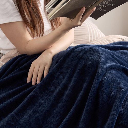 Bedsure GentleSoft Navy Fleece Blanket - Plush Cozy Queen Size Microfiber, 90x90 Inches