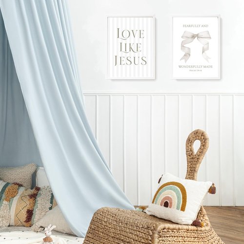 LARTSFRO Coquette Beige Bow Wall Art Decor - Inspirational Christian Posters Set of 4 | 12x16 Inch Unframed