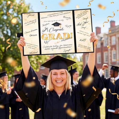 JOYIN 2026 Graduation Guestbook Alternative(Black & Gold), 12" Signature Congrats Graduation Party Decorations, Class of 2026 Grad Card for High School College Grad Gift, Party Guest Signing Cardboard
