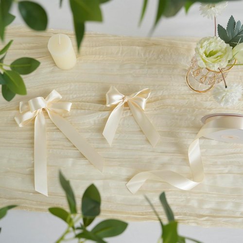 MEEDEE Ivory Double-Faced Satin Ribbon - 1 Inch x 50 Yards for Crafts, Weddings & Holiday Decor