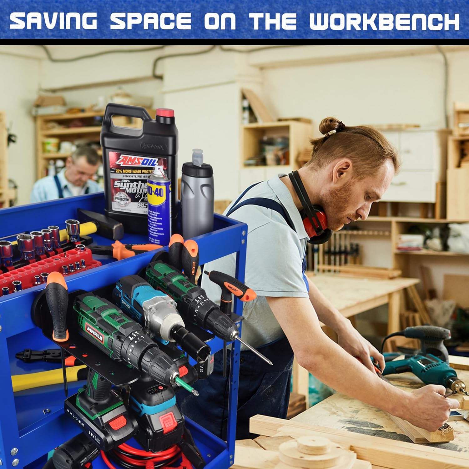 ULIBERMAGNET Power Tool Organizer - Heavy-Duty 3-Slot Wall Mount Storage Rack with Screwdriver Holder | Ideal for Garage & Workshop