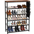 HOMEFORT 6 Tiers Shoe Rack for Entryway,30" Shoe Storage Shelf for Closet, Shoe Organizer with Adjustable Mesh Shelves, for 18-24 Pairs of Shoes, Industrial Shoe Stand with Side Pocket,Rustic Brown
