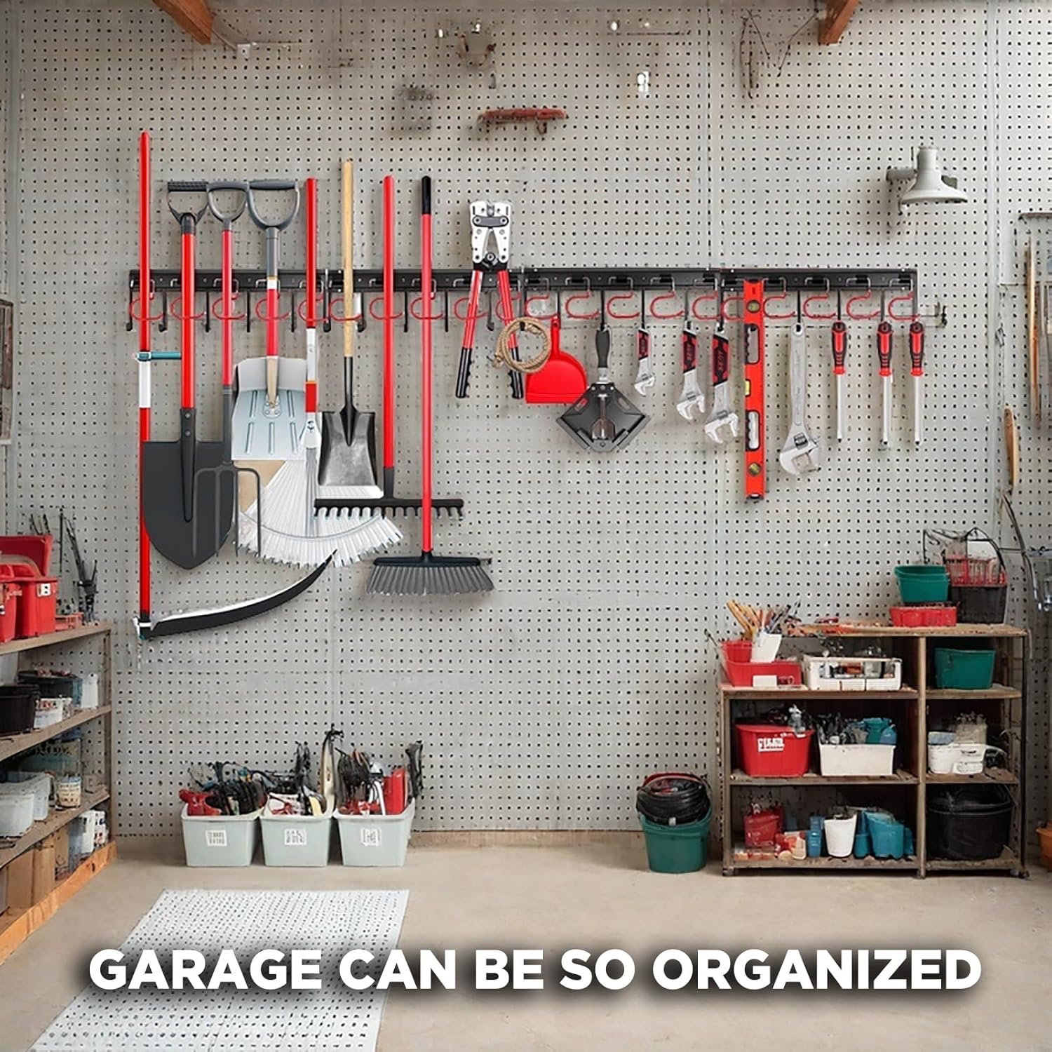 SEDY Garden Tool Organizer Hooks - Sturdy All-Metal Wall Mount Storage System for Yard Tools | Shed & Garage Use