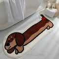FANC GUY Cute Funky Dachshund Dog Design Super Absorbent Bath Mat Fun Machine Washable Non Slip Bathroom Rugs Oversized Plush Shower Living Room Decoration Floor Mats