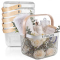 Roshtia White Metal Wire Storage Basket with Wooden Handle, Decorative Farmhouse Organizer Bin for Bathroom Counter, Pantry Shelf, Kitchen Storage, Gift Basket for Spa, Baby Shower, Wedding, 9.65 Inch