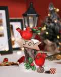 iStatue Lighted Cardinal Christmas Ornaments - 10” Resin Red Bird Figurine with Candle Lantern | Unique Indoor Xmas Decor Gift