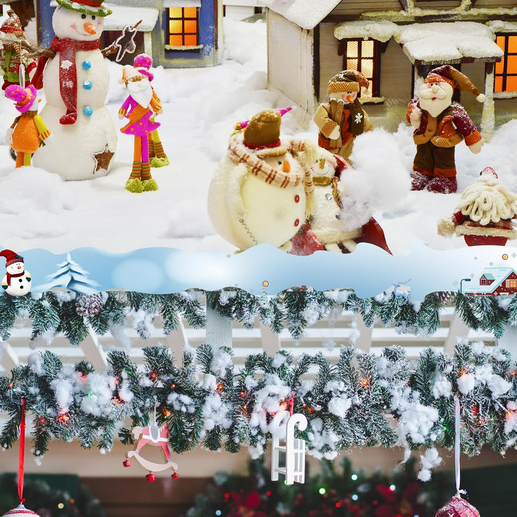 Skiennix Christmas Fake Snow Decor - 11.3 Ounce Fluffy Fiber Cotton for Winter Mantle & Village