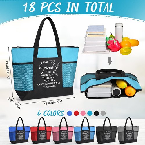 Paterr 18 Gifts Bag Bulk for Women Men Canvas Tote Bag Appreciation Tote Inspired Gifts for Nurse Doctor Coworker Teacher Team (Classic)