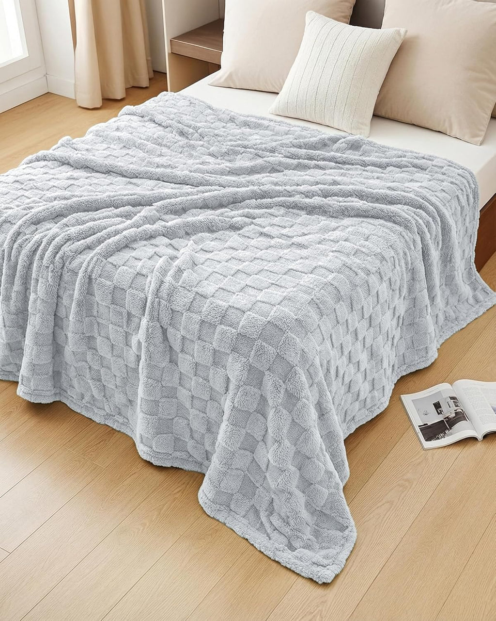 Utopia Bedding Cool Grey Checkered Fleece Throw Blanket - Soft Plush Cozy 50x60 Inches for Couch & Bed