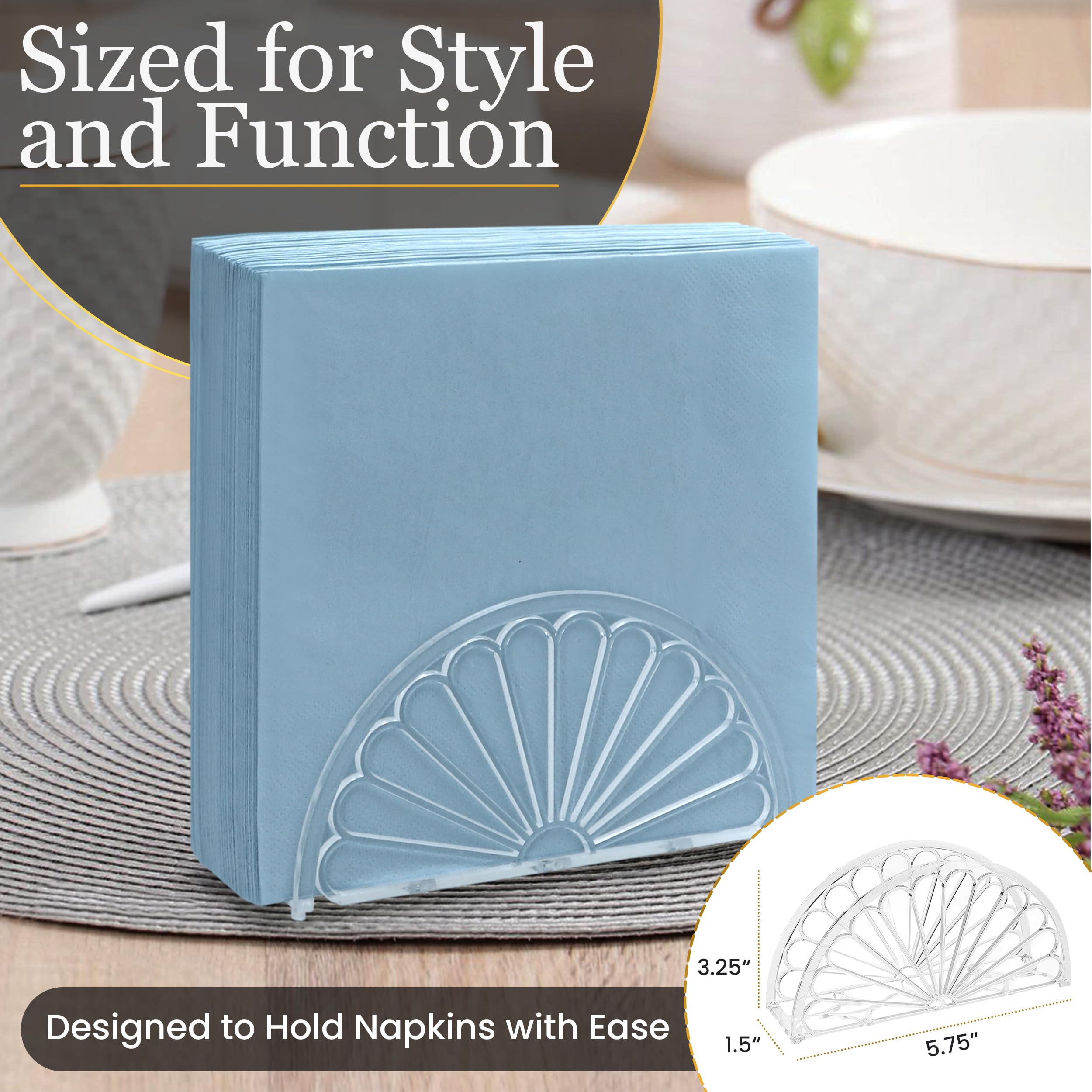 5.75 Inch Clear Plastic Napkin Holder - 24 Pieces (Fan Design)
