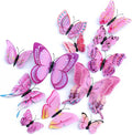 OPSEAM 3D Butterfly Wall Decor - 72 PCS Magnetic Pink Butterfly Stickers for Party Decorations