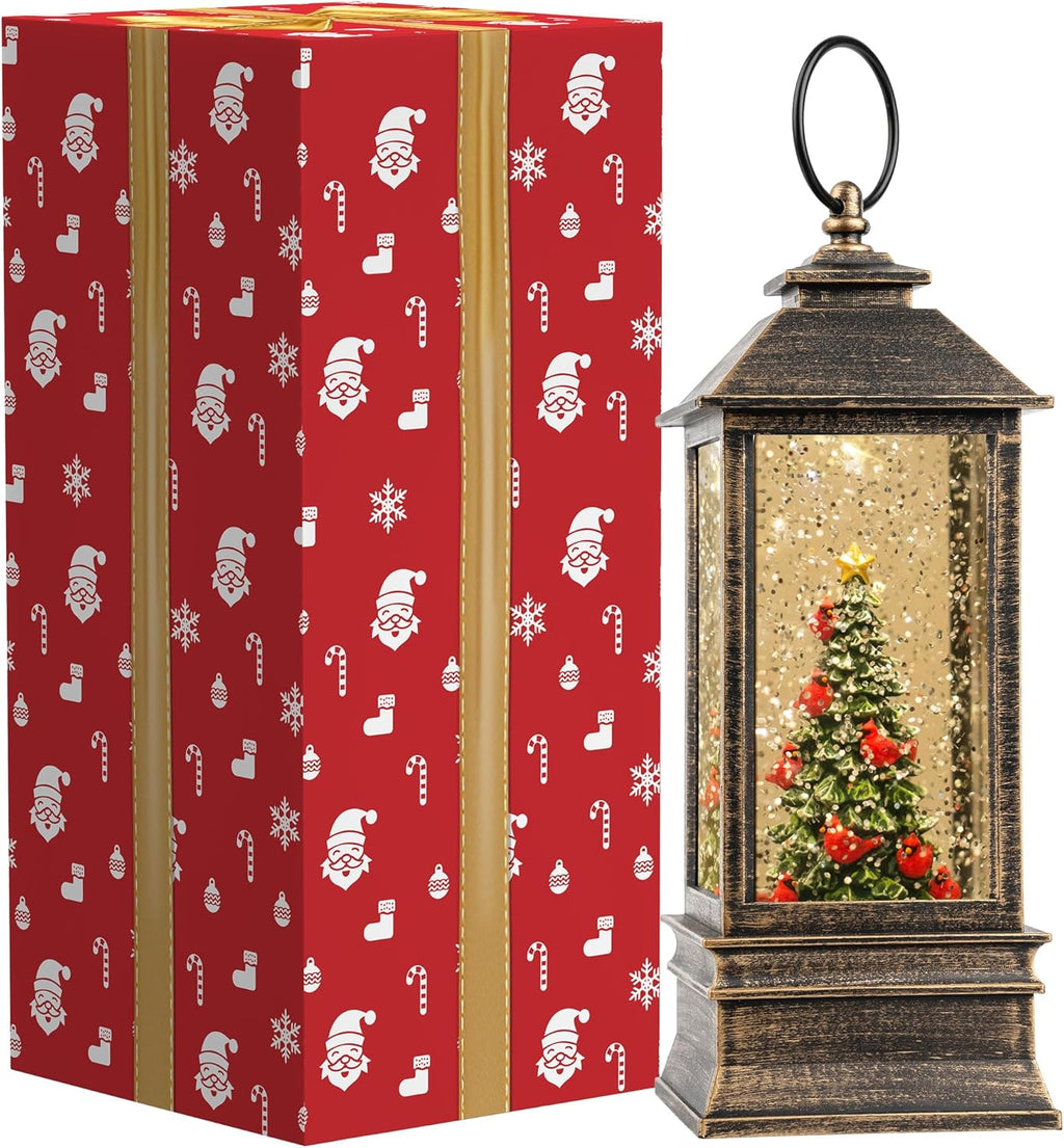 VISFLAIR 10'' Lighted Christmas Tree Snow Globe - Musical Water Lantern with Glitter | Battery or USB Powered