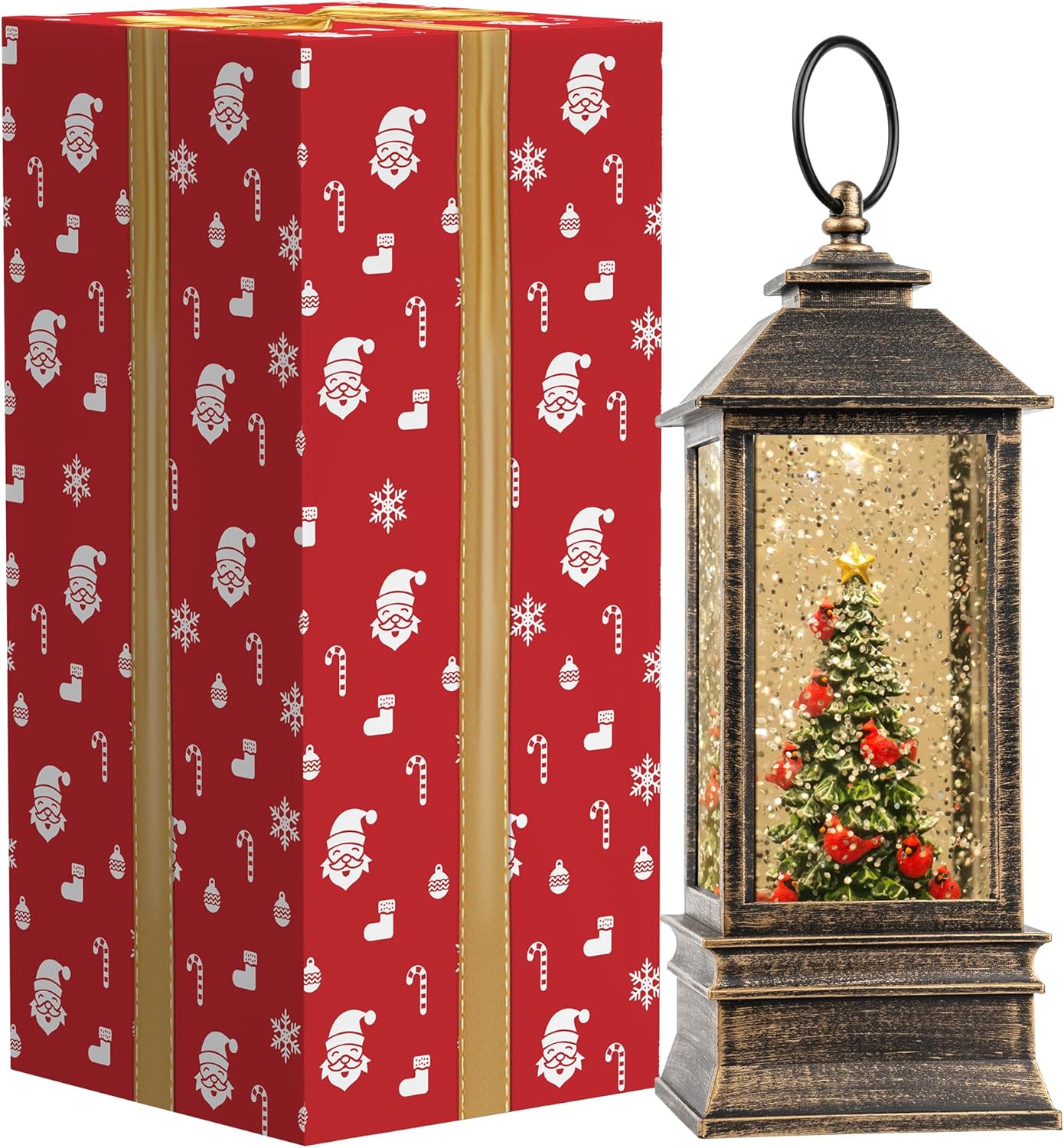 VISFLAIR 10'' Lighted Christmas Tree Snow Globe - Musical Water Lantern with Glitter | Battery or USB Powered