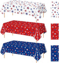 Patriotic Tablecloth by American Pride - 3 Pack Disposable Red, White & Blue Rectangle Covers | 54x108 Inch