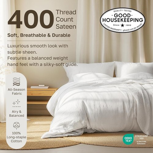 California Design Den King Size Pillowcase Set - 400 Thread Count 100% Cotton Sateen, Soft Breathable Dark Purple | Set of 2