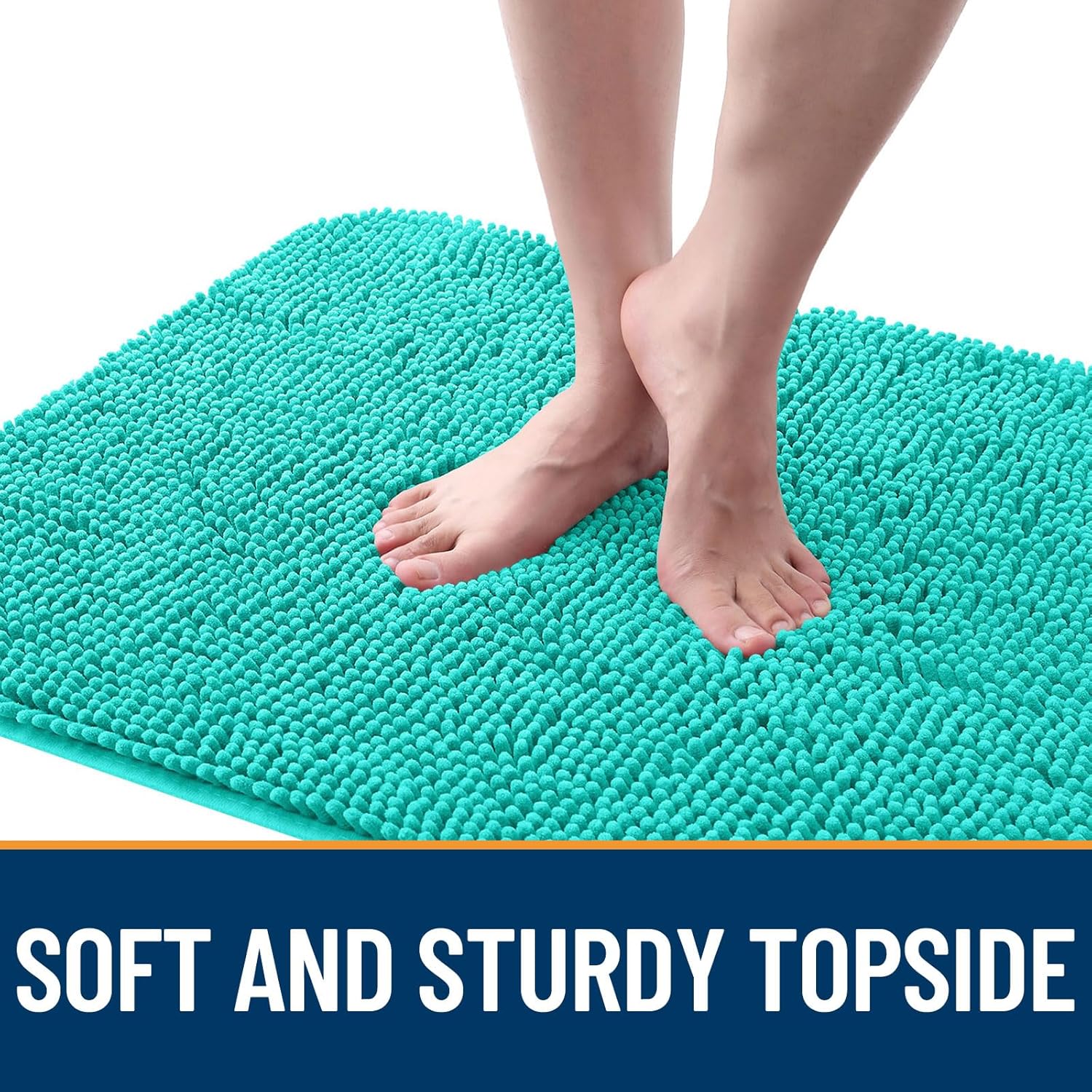 OLANLY Dog Door Mat - Absorbent Non-Slip Chenille Mud Mat for Indoor Use | 30x17 Inches, Teal