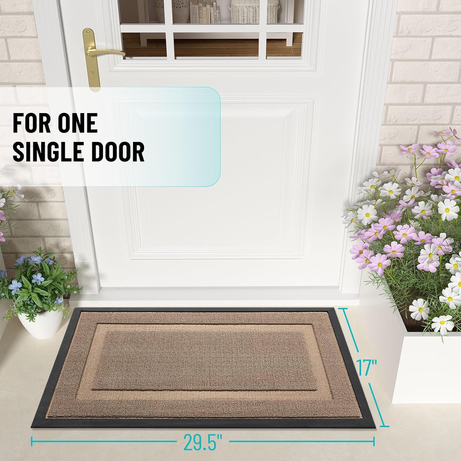 OLANLY Indoor Outdoor Front Door Mat - Waterproof All-Season Doormat, Sturdy Natural Rubber, 47x17 Mocha