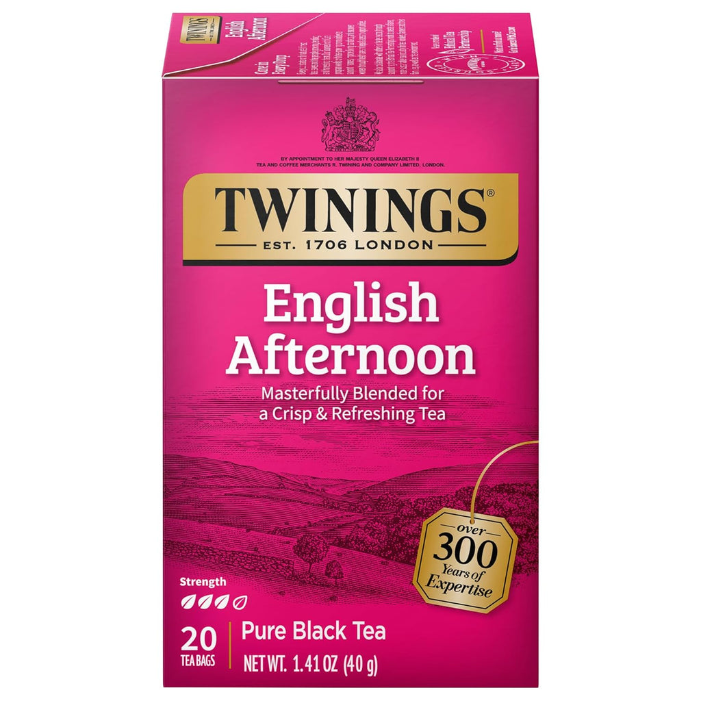Twinings English Afternoon Black Tea - Smooth & Slightly Sweet, Caffeinated, 20 Individually Wrapped Bags