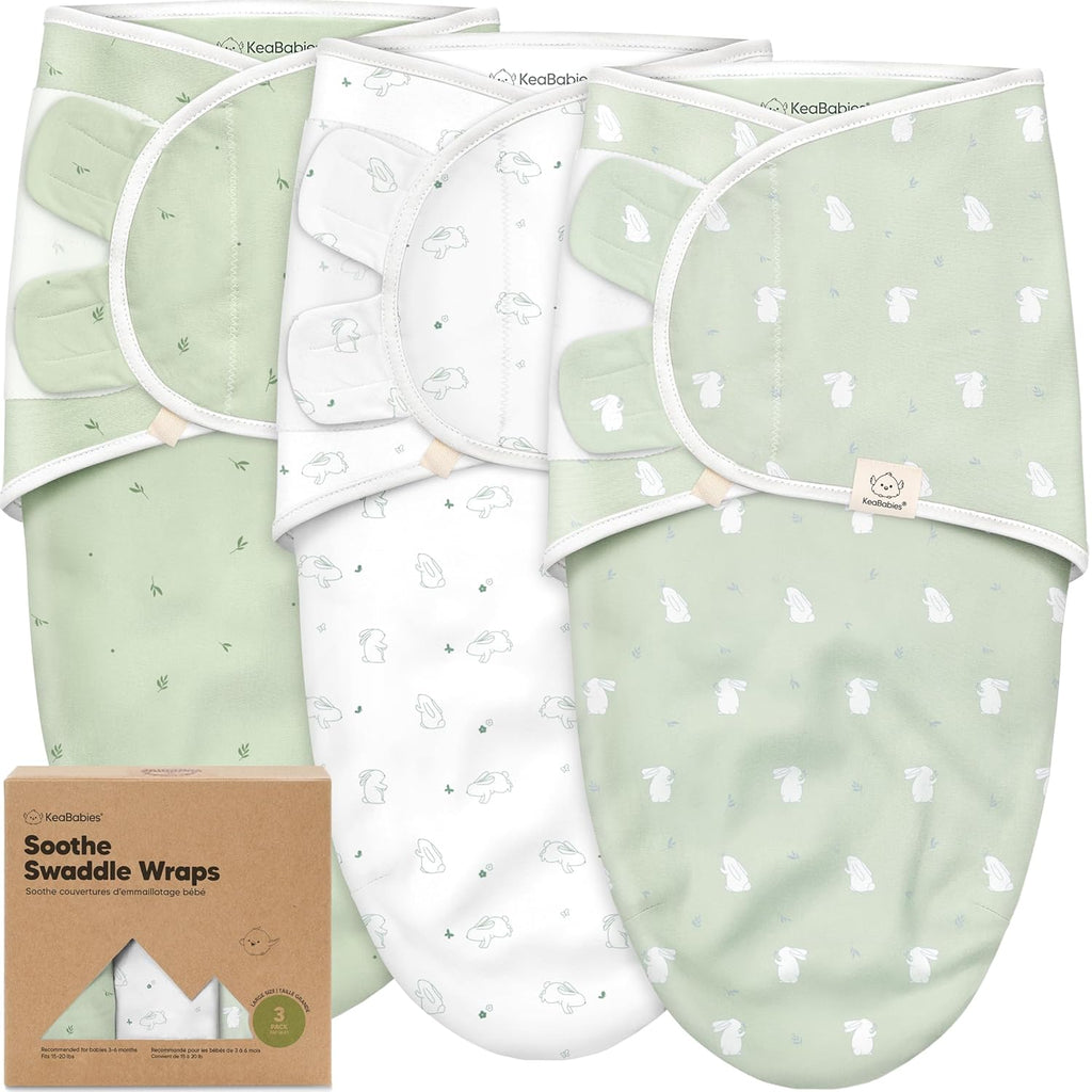 Skiennix Organic Baby Swaddle Sleep Sacks - Soft & Snug Swaddles for Newborns 3-6 Months | Bunnies Design, Large