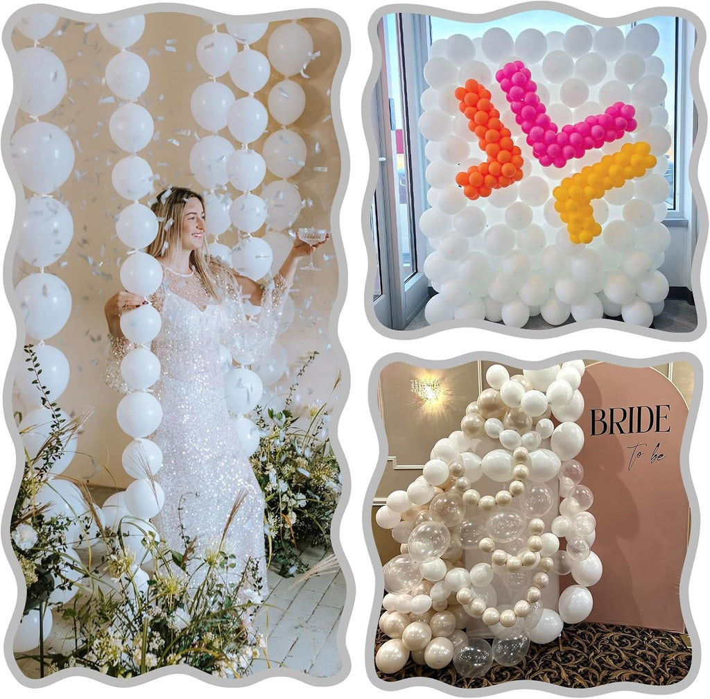White Link Balloons - 120 Pcs 6-Inch Latex Balloons for Birthday, Baby Shower & Wedding Decor