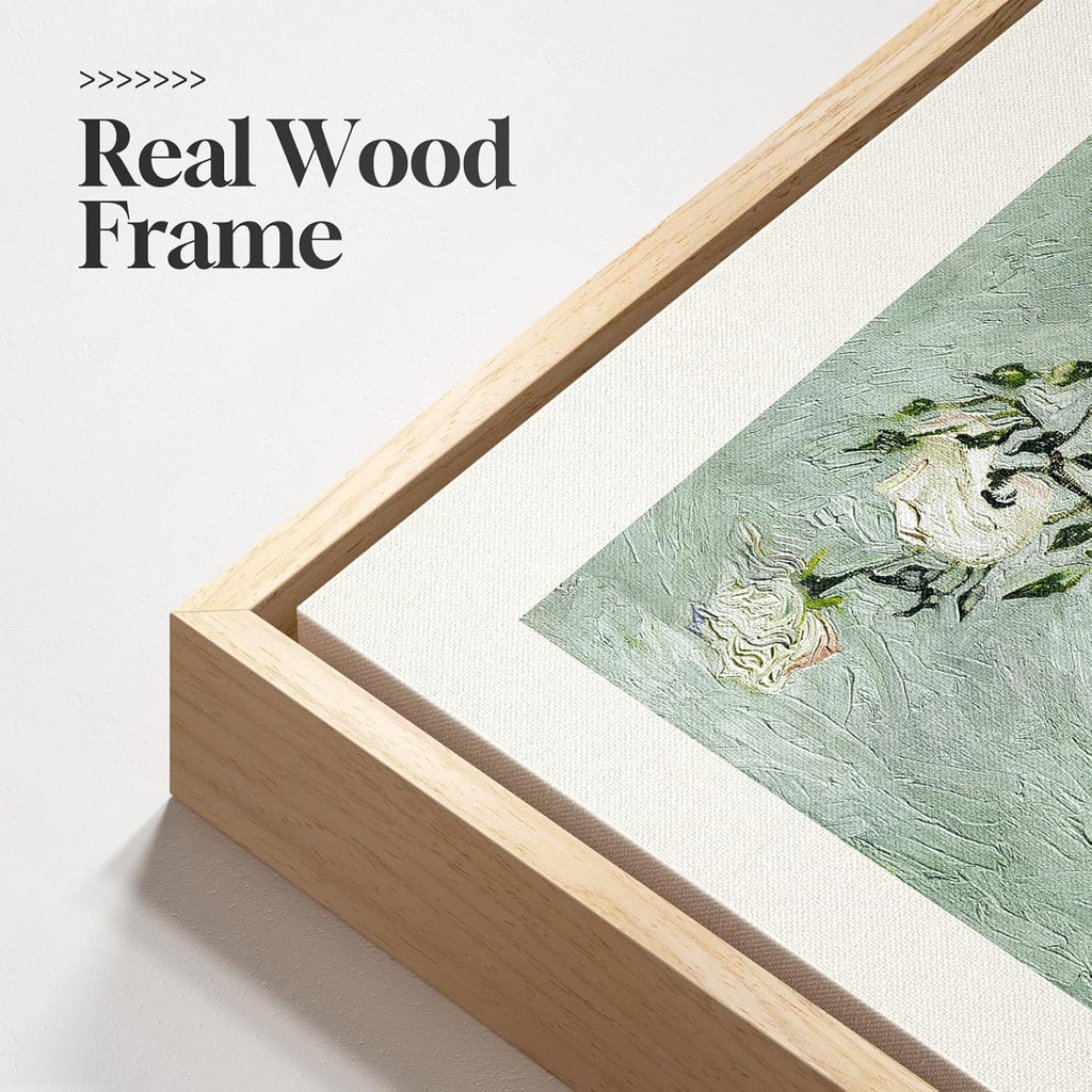 Van Gogh Framed Large Canvas Wall Art - Vintage Sage Green Botanical Prints | 3-Piece Set, 16x24 Inch