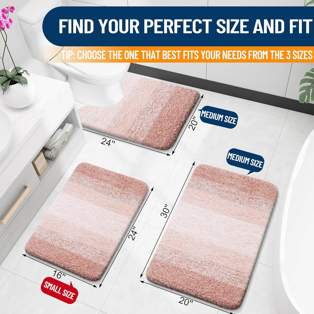 OLANLY Large Bathroom Rugs - Extra Soft Microfiber Mat 40x24 | Quick Dry, Machine Washable, Peach
