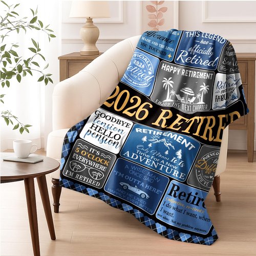 LONQELI Retirement Gifts Blanket for Men 2026, Happy Retirement Gifts for Dad, Coworker, Husband, Funny Retired Present Throw 50"x60" for Retirees