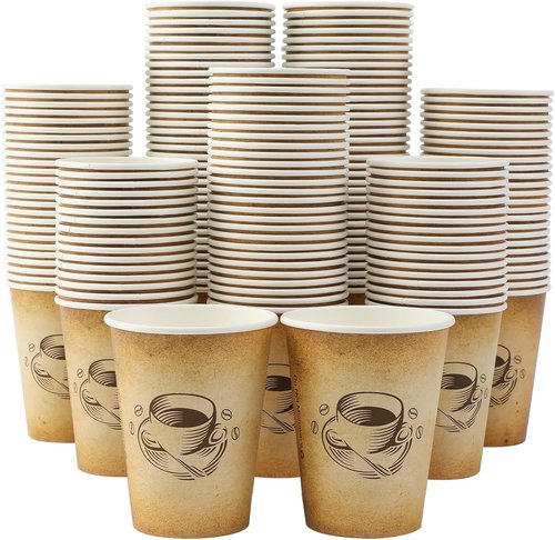 Clawsoff 12oz Disposable Paper Coffee Cups - Retro Design, Leak-Proof for Hot/Cold Beverages