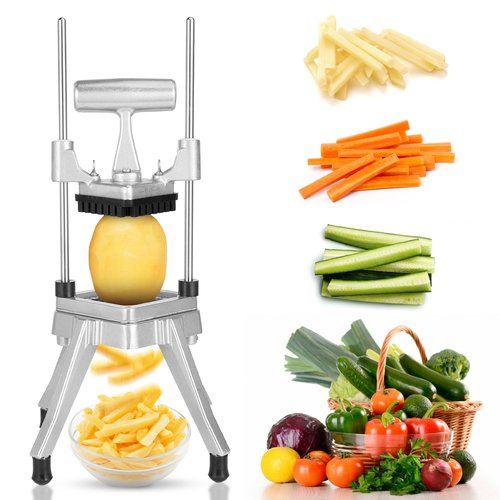 WICHEMI Commercial Vegetable & Fruit Chopper - Stainless Steel Dicer, Cutter for Onions, Potatoes, Peppers & Mushrooms (3/8")