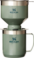 STANLEY Perfect Brew Pour Over Set - 12 oz Insulated Camp Mug with Lid & Reusable Filter - BPA-Free Hammertone Green