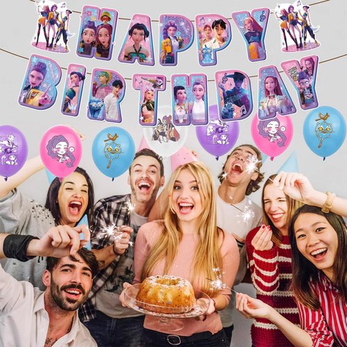 Birthday Decorations Set, Theme Party Supplies with Happy Birthday Banner Supplies Decorations Letter Balloons for School Classroom Decor, Fan Meeting Christmas Gift (98 Pcs）