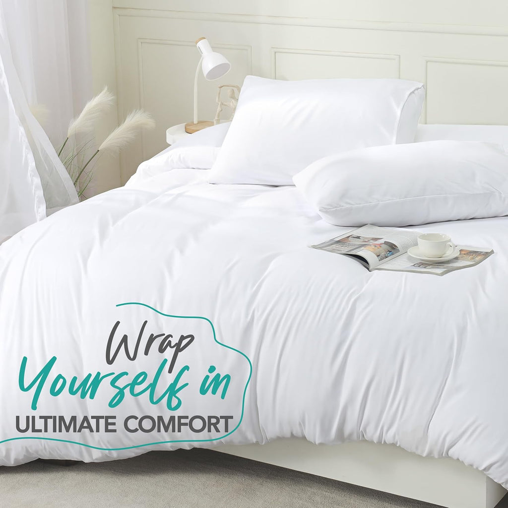 Utopia Bedding Duvet Cover Set - Soft Brushed Microfiber with Zipper Closure | 3 Pieces (Queen, White)