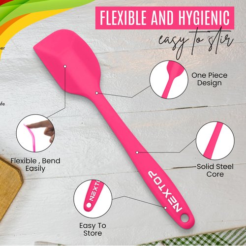 NEXTOP Silicone Spatula 8 Piece Set, Heat-Resistant Non-stick Rubber Spatulas Heat Resistant Seamless One Piece Design Non-Stick Flexible Scrapers Baking Mixing (8.3" Inches)