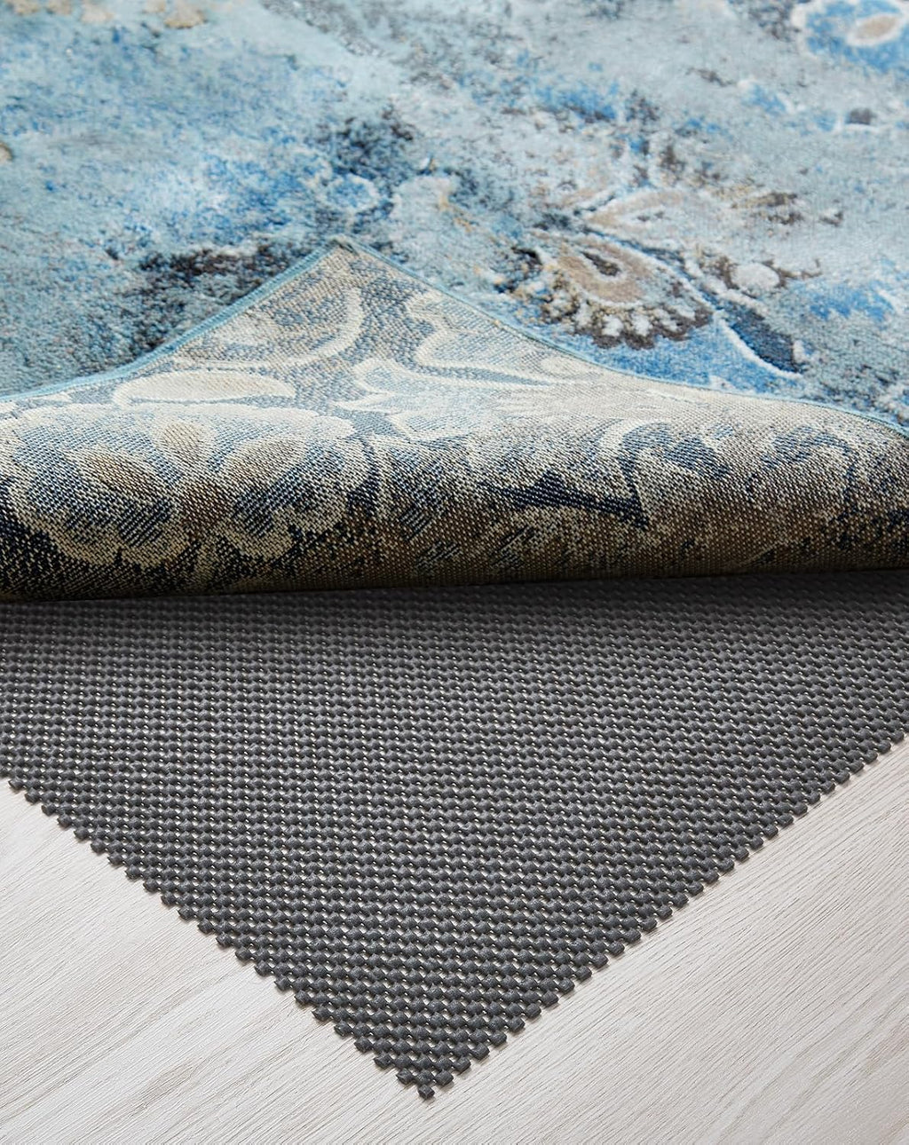 Veken Rug Pad Gripper - Non-Slip 4x6 Ft Thick Dark Grey Mat for Hardwood & Tile Floors