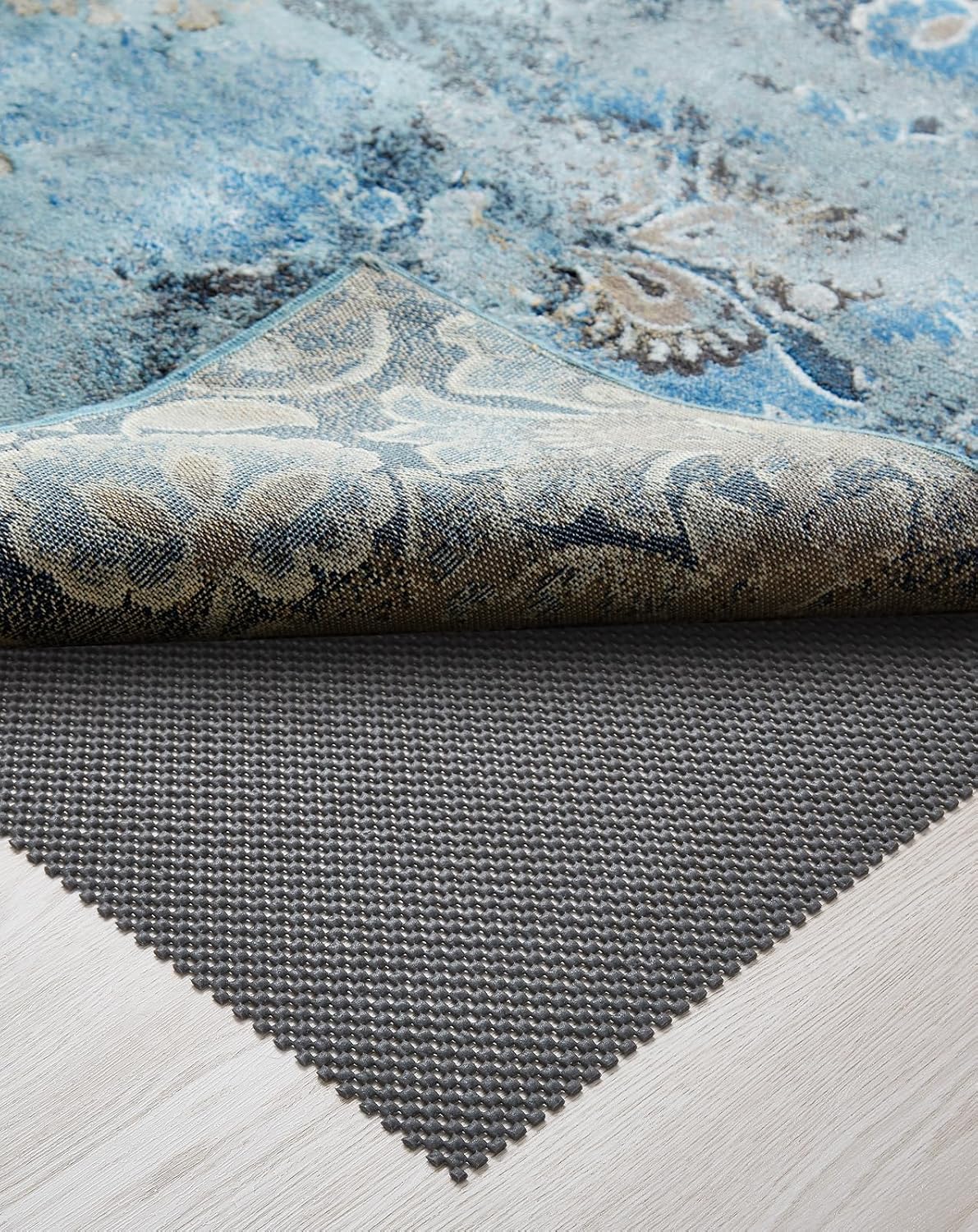 Veken Rug Pad Gripper - Non-Slip 4x6 Ft Thick Dark Grey Mat for Hardwood & Tile Floors