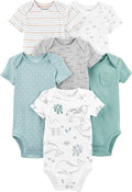 Carter's Baby Girls' 6-Pack Short-Sleeve Bodysuits - Soft Cotton Comfort & Cute Designs