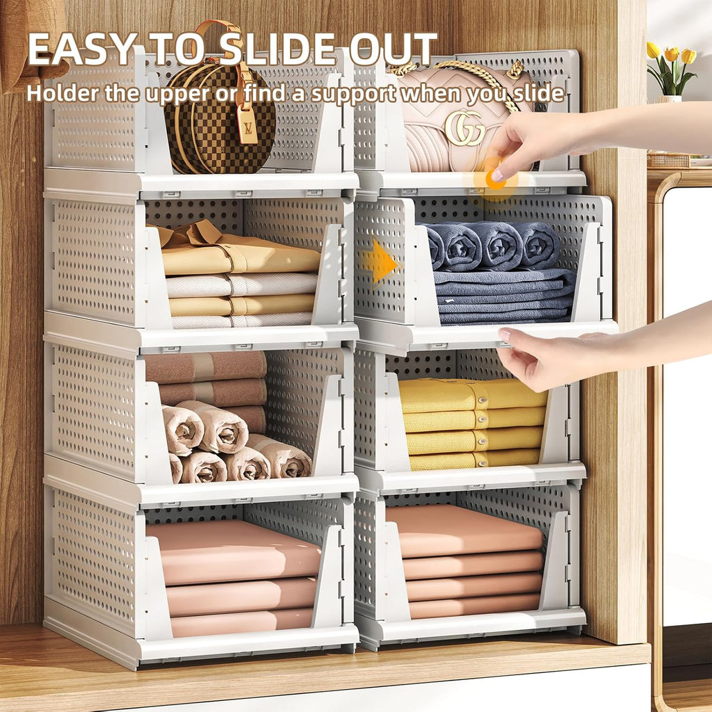 Stackable Plastic Storage Baskets by [Brand Name] - Foldable Organizers for Closet & Pantry | 5-Pack, 5L
