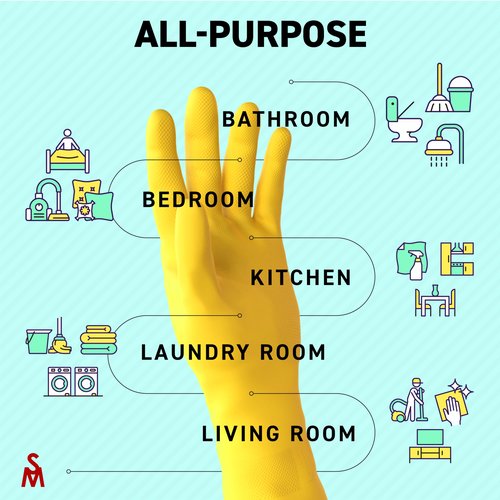 SteadMax 3/6 Pairs Cleaning Gloves, Reusable Natural Rubber Dish Gloves, Waterproof Latex Non-Slip Dishwashing Gloves for Kitchen and Household (Large, 3 Pack)
