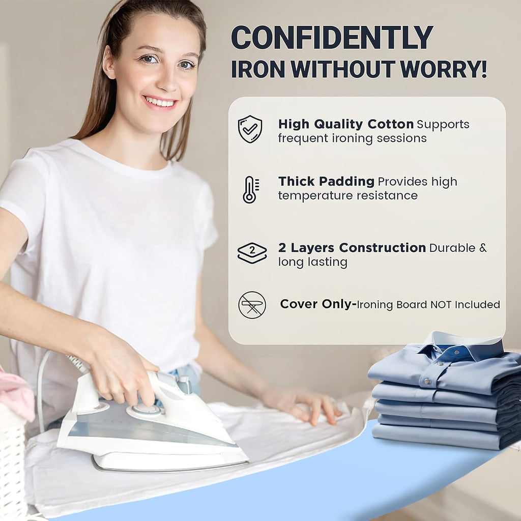 UniSimp Small Ironing Board Cover - Heat Resistant Cotton Canvas with Padding | 12.5"x30" Blue