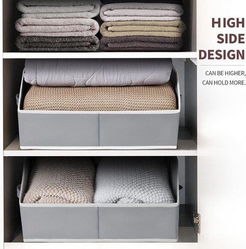 Homsorout Large Storage Bins - 6 Pack Fabric Baskets for Organizing | Foldable Grey Cube Organizer with Handles