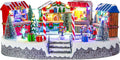Bdor Christmas Market Village Scene - LED Lights & Music | 8.3 x 5.9 x 5.9 Inches Holiday Décor