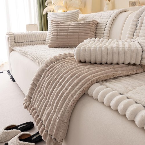 Couch Cover for Dogs Washable,Non Slip Fuzzy Durable Couch Covers for 3 Cushion Sofa Pet Friendly Sofa Cover Dog Thick Soft Slipcovers Protector Couches Mat Bed (Brown, 27.6" x 59"/70 x 150cm)