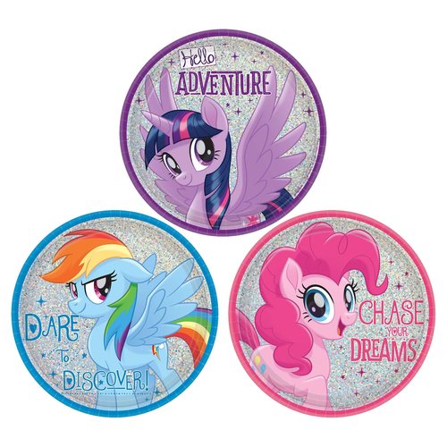 amscan My Little Pony Friendship Adventures Assorted Prismatic Round Paper Plates - 7" - Multicolor - Pack of 8