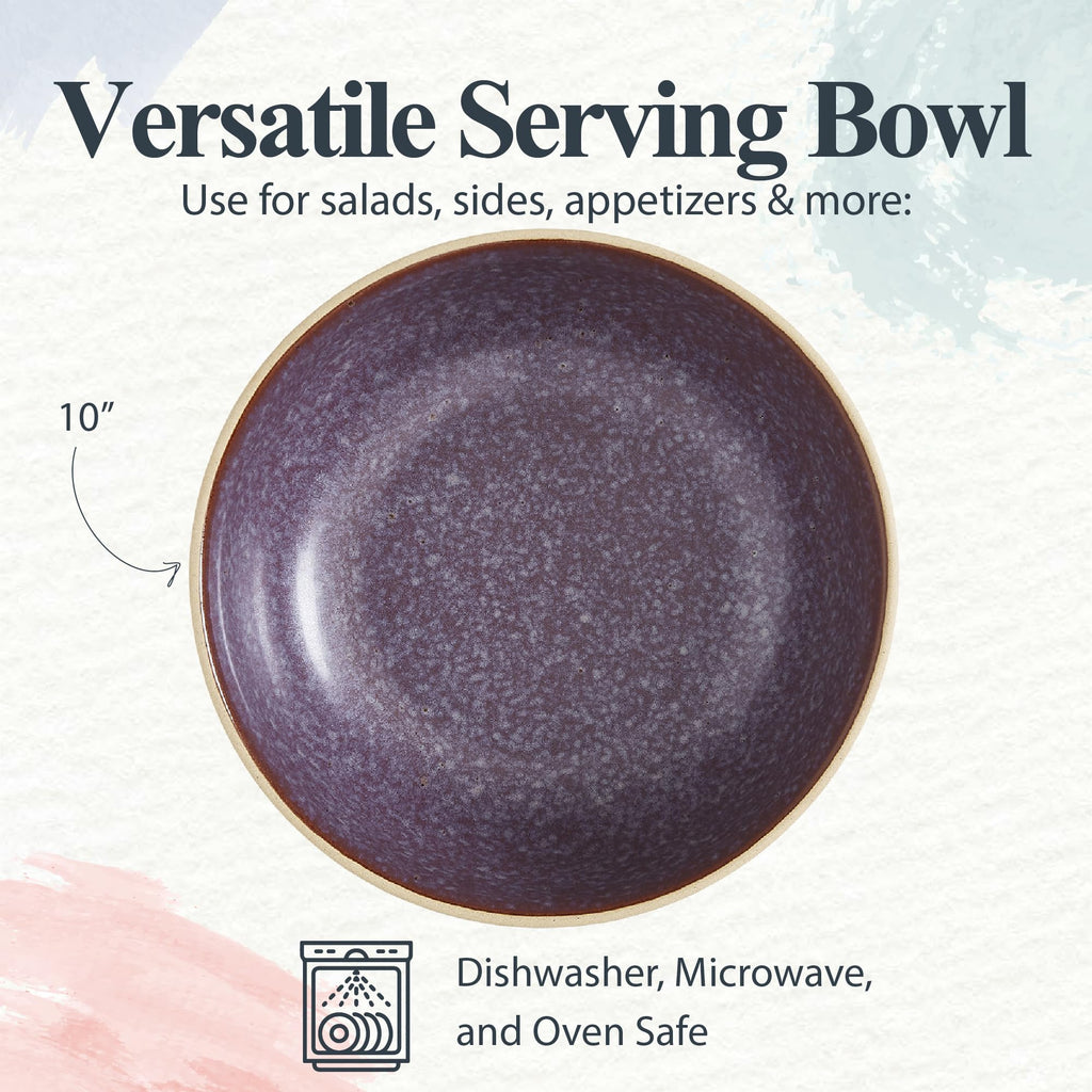 Portmeirion Minerals Medium Serving Bowl Amethyst | 10 inch Ceramic Serving Platter made from Stoneware | Dishwasher, Microwave, Freezer, and Oven Safe | Perfect for Kitchen Entertainment