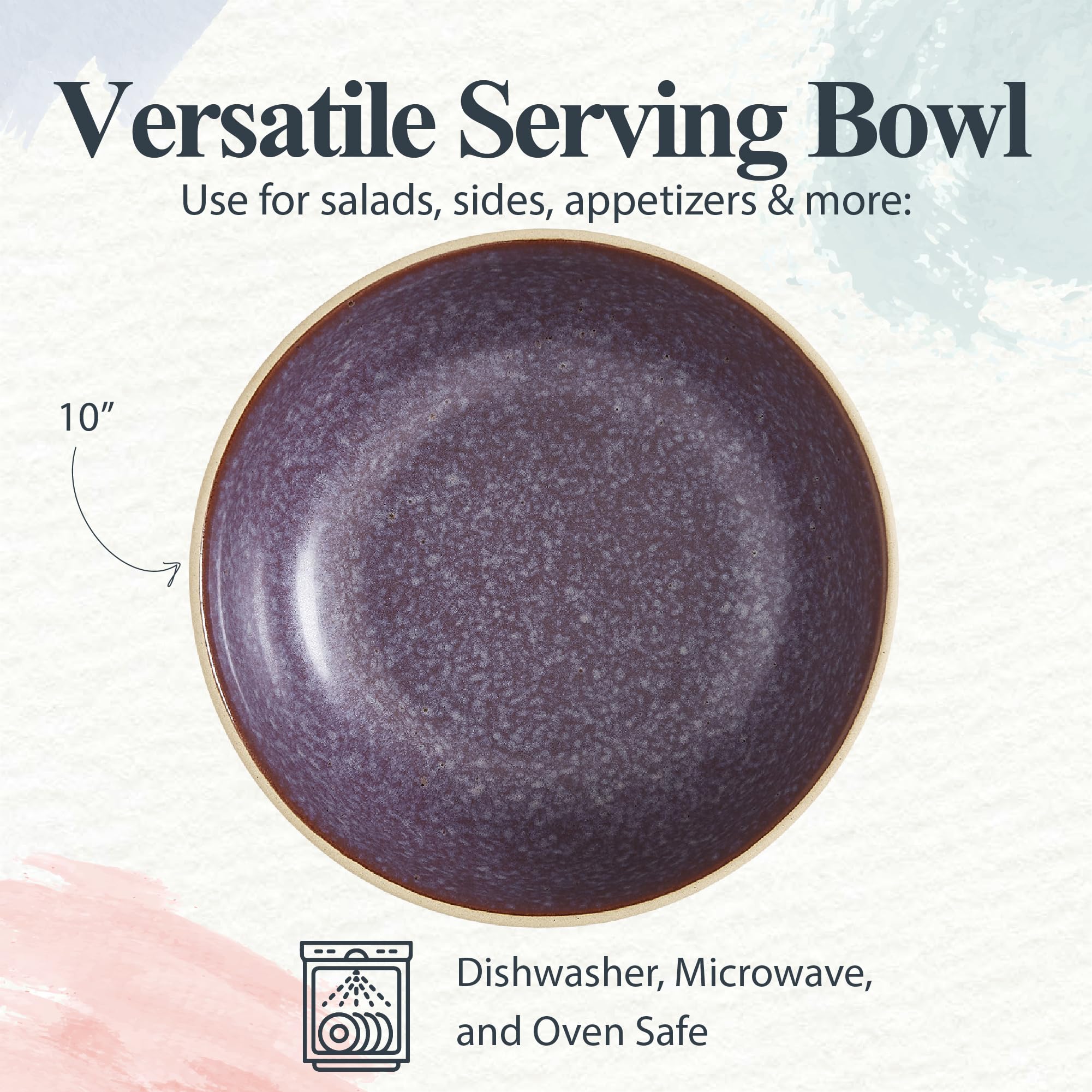 Portmeirion Minerals Medium Serving Bowl Amethyst | 10 inch Ceramic Serving Platter made from Stoneware | Dishwasher, Microwave, Freezer, and Oven Safe | Perfect for Kitchen Entertainment