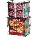 iSPECLE Freezer Organizer Bins, 2 Pack Fits 12" Pizza Adjustable for 5 to 7 Cu.Ft Chest Freezer, Stackable Wire Baskets with Handles, Heavy Duty Storage for Bulk Meat & Frozen Food, Black