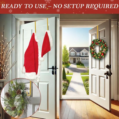 Metal Wreath Hanger 12" - Heavy Duty Over-the-Door Hook for Seasonal Decorations | Gold Finish