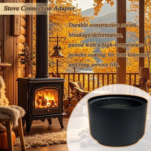 Double Wall Stove Top Connecting Adapter Compatible with DVL 6/DVL-AD Stove Collar,Black Heavy-Duty Stainless Steel