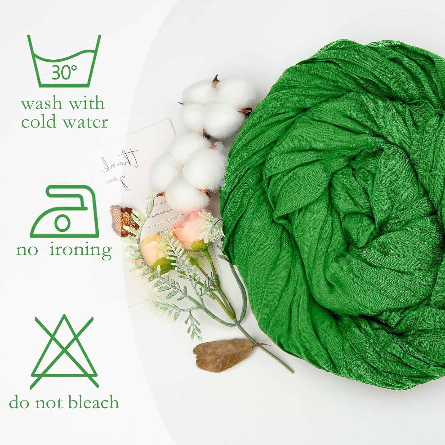 Skiennix 10ft Green Cheesecloth Table Runner - Rustic Boho Sheer for Easter & Spring Celebrations